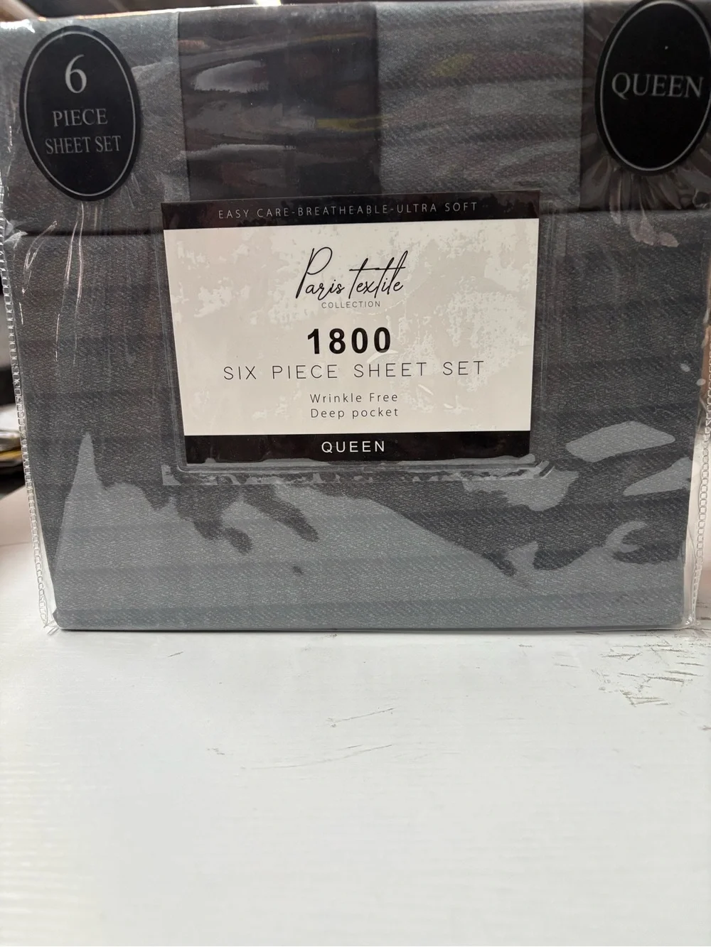 Paris Textile 1800 Six Piece Sheet Set - Gray (Queen)